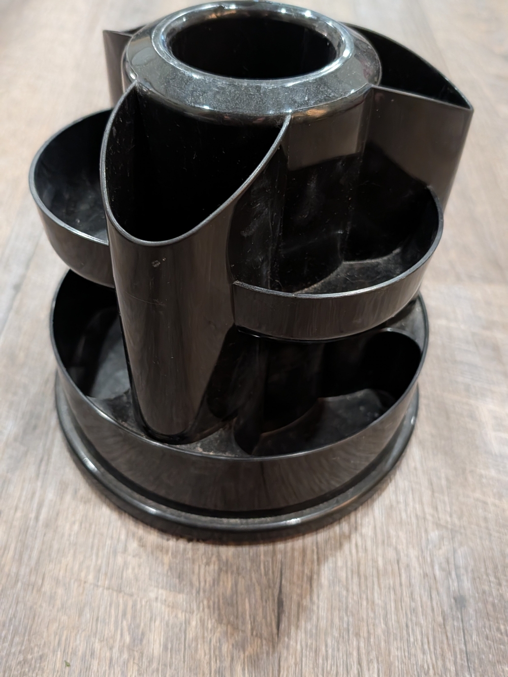 Rotating Black Plastic Desk Organizer Carousel